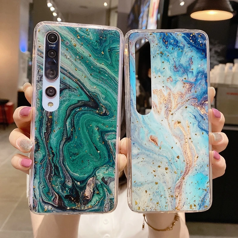 

Soft Silicone Marble Glitter Phone Case For Xiaomi Mi 10 Mi 10 Pro Redmi Note 9 9S Pro Luxury Shockproof Cases Cover