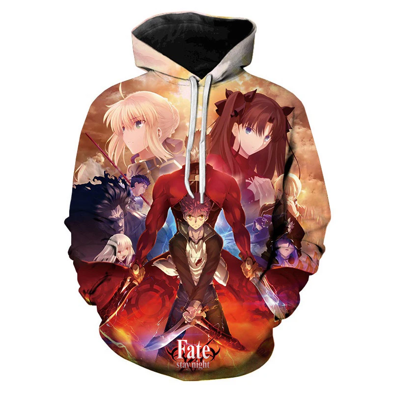 

2023 Cool Anime Hot Koop 3D Print Fate Stay Night Hoodies Sweatshirts Jongen/Meisje Kawaii Pullover Streetwear Nieuwe Fate Loose