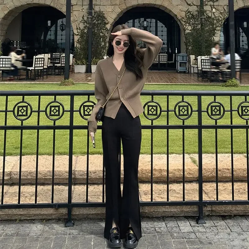 Женские кардиганы на пуговицах весенние вязаные топы с v-образным вырезом