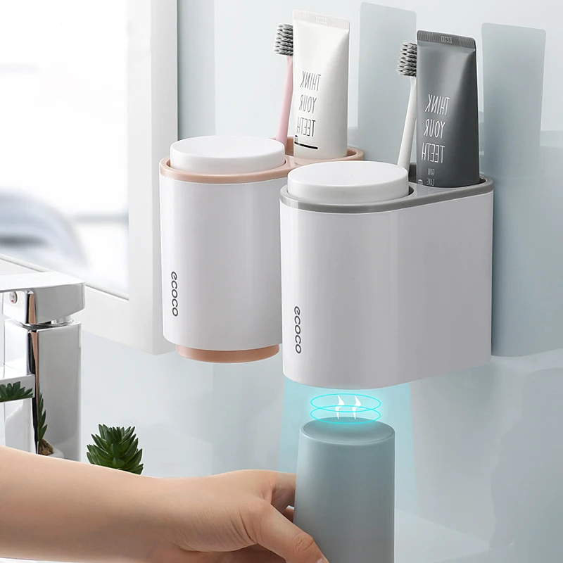 

New Bathroom Accessories Set Toothbrush Holder Toothpaste Dispenser Wall Mount Toothbrush Cup Storage Rack Toothpaste Squeezer