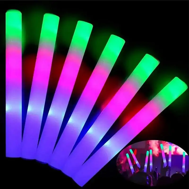 

1/2/5Pcs Glow Foam Sticks RGB LED Glow Sticks Light Up Cheer Tube Colorful Flashing Luminous Wands Pool Wedding Party Supplies