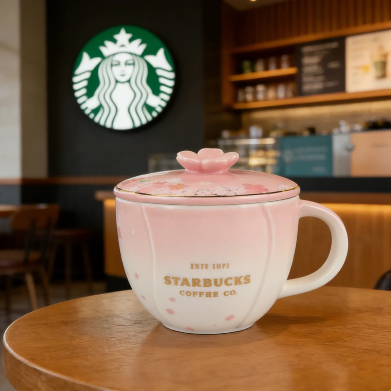 Керамическая кружка Starbucks с дизайном цветущей сакуры, элегантный узор вишневого цвета, красивая кофейная чашка для дома, офиса и в качестве подарка. (art.: 3920d8edd950b) - 3920d8edd950b