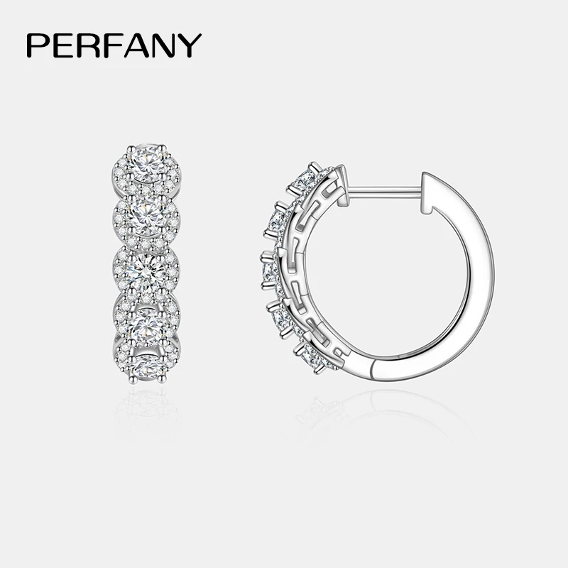PERFANY все серьги-кольца с муассанитом, женские серьги из 100% чистого серебра с лабораторным бриллиантом, элегантные высокие ювелирные изделия, подарок на вечеринку (art.: 3920cd33e732e) - 3920cd33e732e