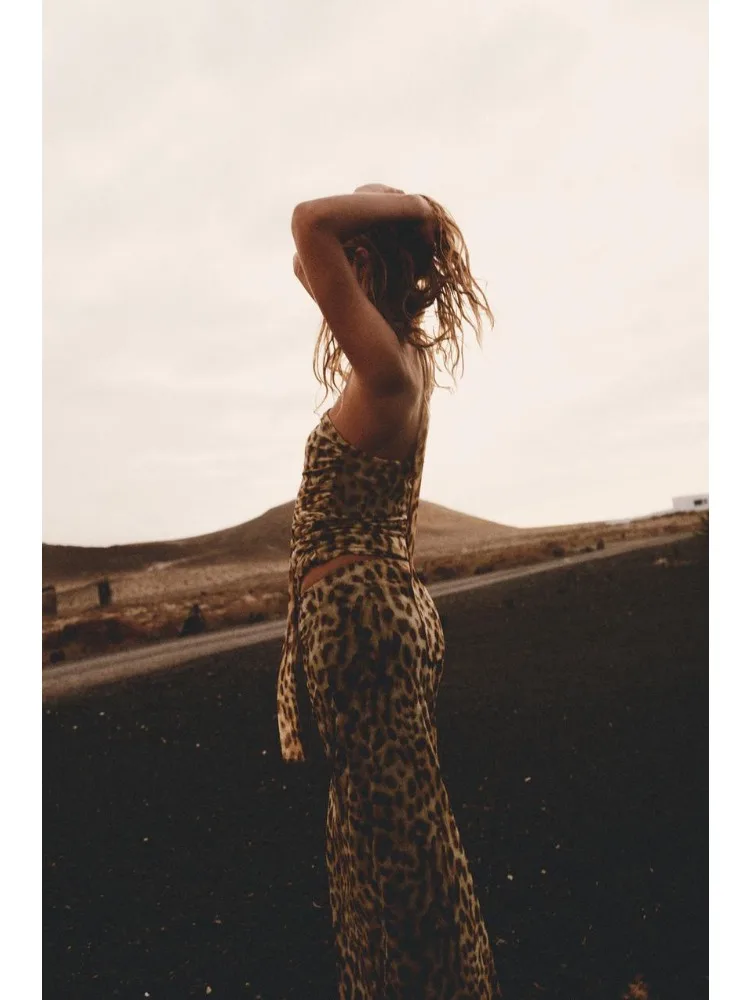Женское Платье Макси С Леопардовым Принтом Сексуальное Без Рукавов Длинной