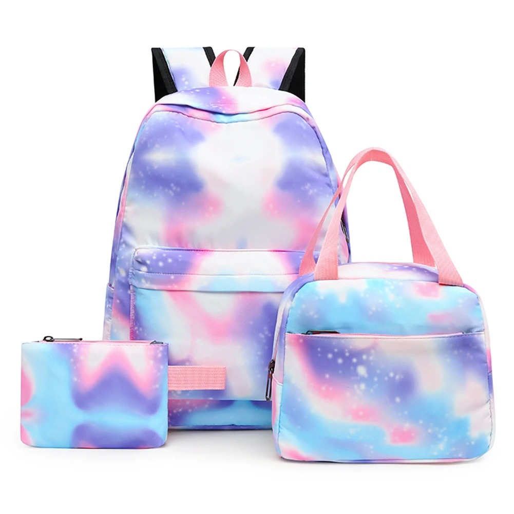 

3pcs Women Backpack Tie Dye Canvas School Bags Student Schoolbag Laptop Bookbag Girls College Kids Rucksack Pack Mochilas