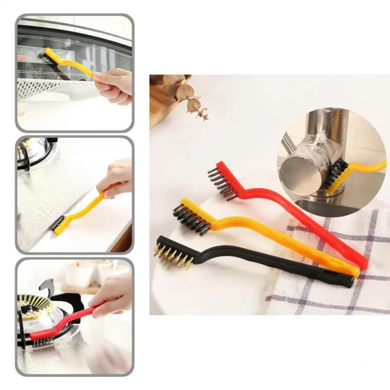 

Gas Stove Cleaning Wire Brush Kitchen Tool Metal Fiber Brush Strong Household Decontamination Cleaning Rust Removal Brush