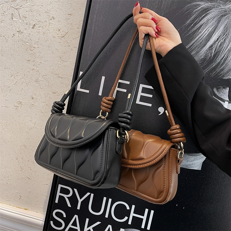 Fashion Small Leather Crossbody Bags for Women Luxury Brand Handbags Shoulder Bags Ladies Shopper Armpit Purses 2023 In Trend