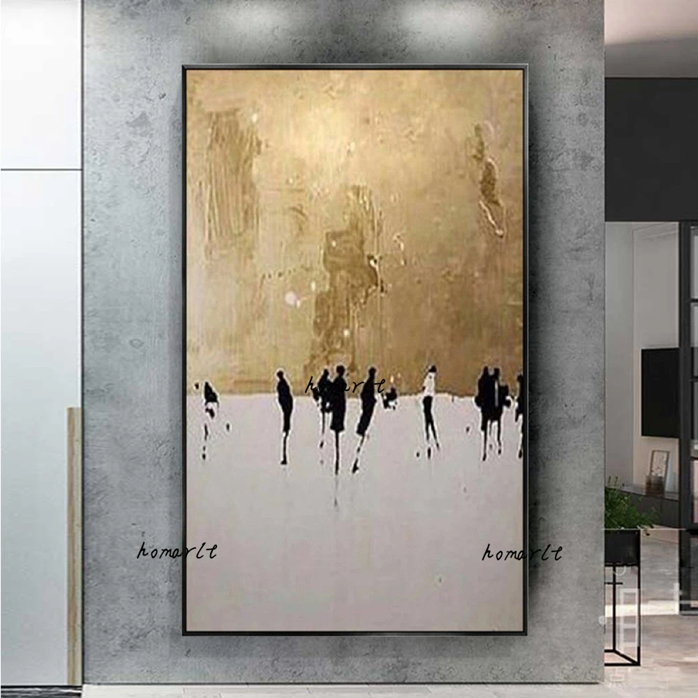 

Handmade Newest Modern Art Picture Abstract Minimalist Figure Oil Painting On Canvas Gold Wall Art Picture For Living Room Home
