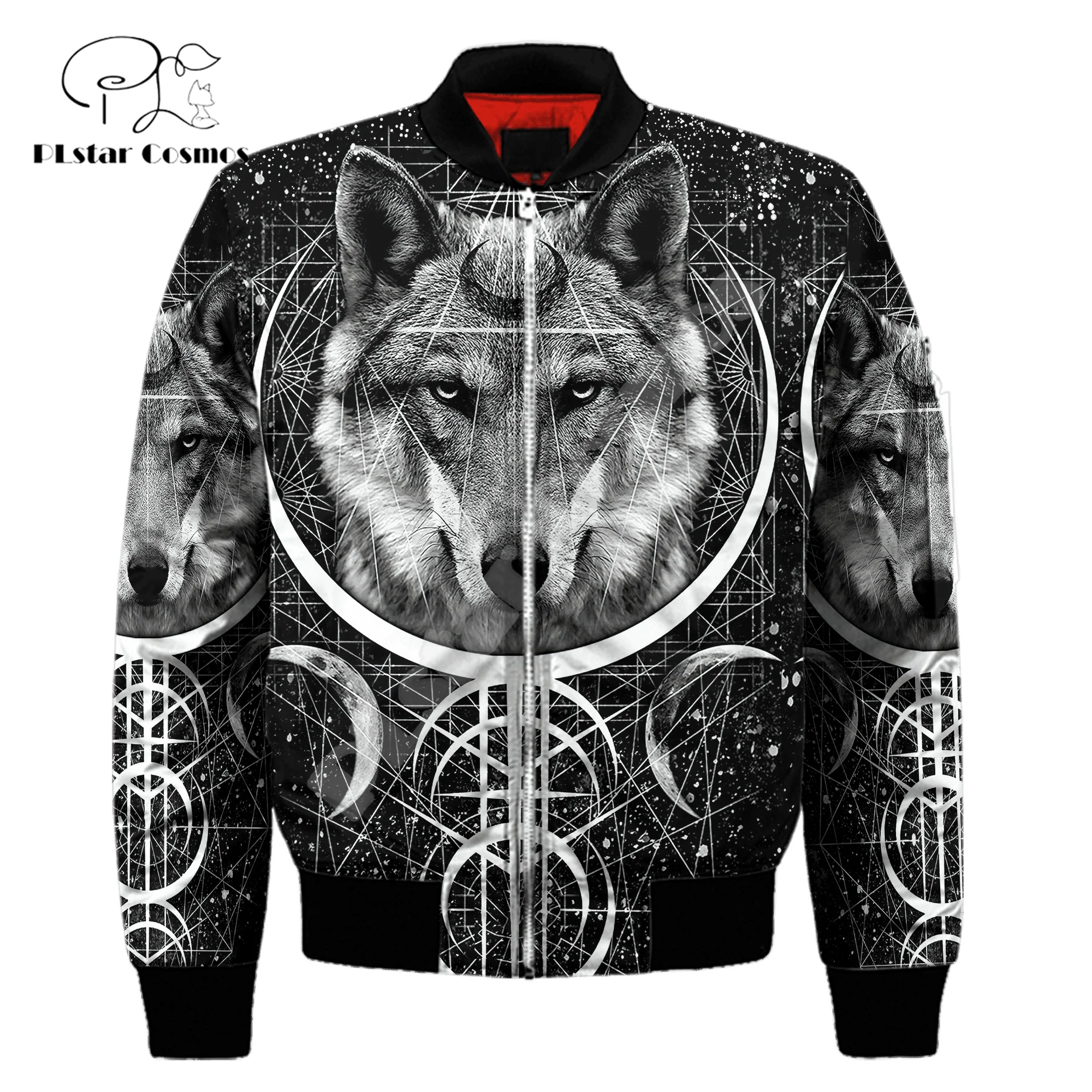 Новая модная зимняя теплая ветровка с рисунком воина Odin Fenrir Wolf Tattoo в