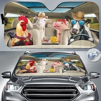 funny farm animals family driving on summer car sunshade windshield window gift for farmer lover car windshield durable auto v