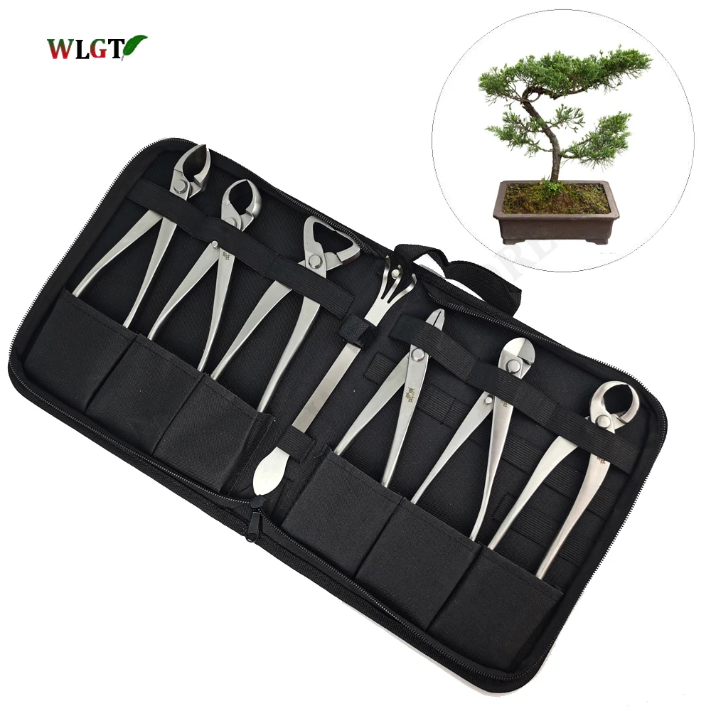 

4/5/6/7PCS Bonsai tool Set Kit Stainless Steel Bonsai Scissors Knob Cutter Jin Pliers Trunk Splitter with Storage Bag Profession