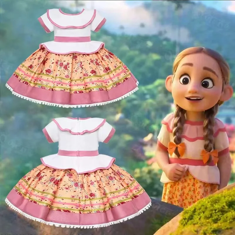 

Baby Girls Encanto Double Layered Collar Charm Fancy Princess Dresses Children Birthday Carnival Party Dress Clothing