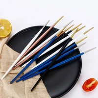 chopsticks white gold reusable metal chopsticks japanese and korean style sushi sticks noodle rolls food tableware chopsticks