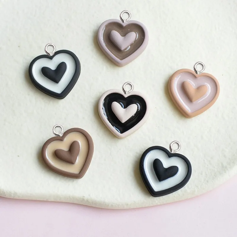 

10 шт. Модные Двухслойные подвески в виде сердца из смолы, женские серьги, ожерелье, Декор, подвеска «сделай сам», ювелирные изделия, брелок, ремесла, аксессуары