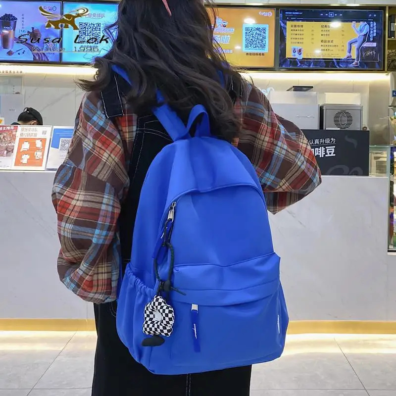 

Klein Blue Schoolbag Female Backpack Women Backpack College Students High School Junior High School Girls All-Match