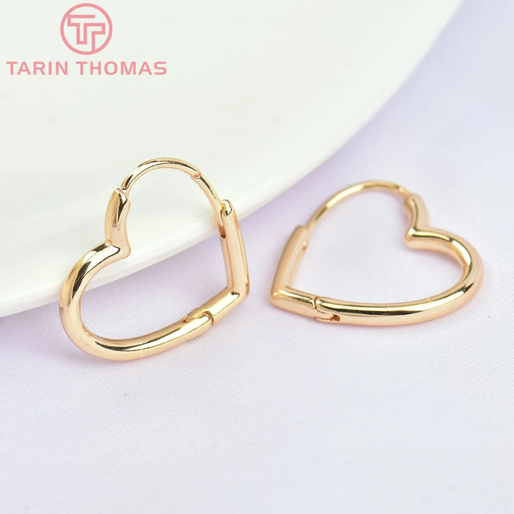

6 шт., латунные серьги-кольца в форме сердца, 15x5687 мм