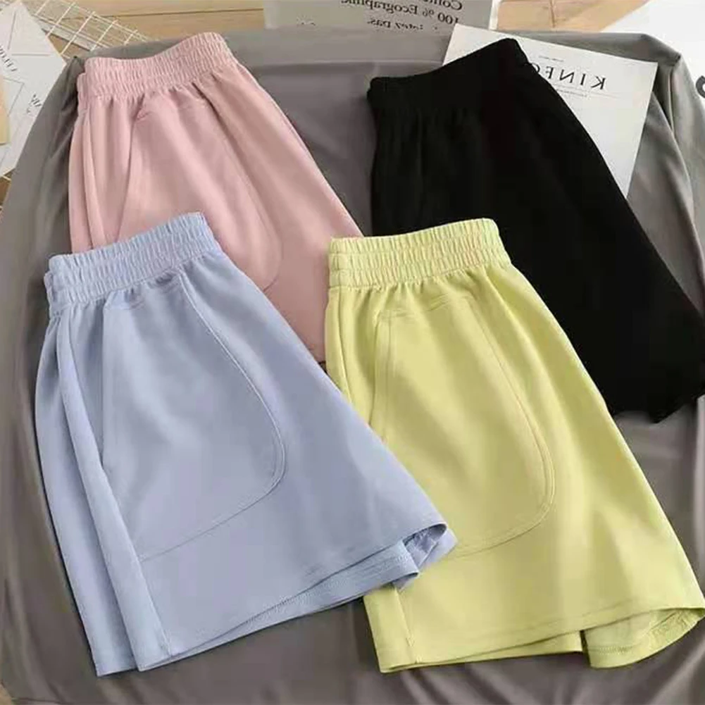 

Women Shorts Solid Color Cozy Casual Loose Hipsters Running Sports Shorts Breathable Streetwear Hot Teens Wide Leg Bottoms