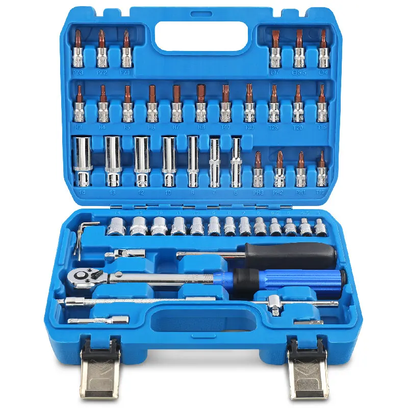 50Pcs Ratchet Socket Set Torque Sleeve Wrench Set Combination Household Screwdriver Tool Set Suitable For Car Repair With A Case