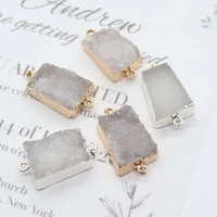 natural stone druzy crystal pendants irregular geometric drusy mineral rough gem jewelry making necklace connector accessories