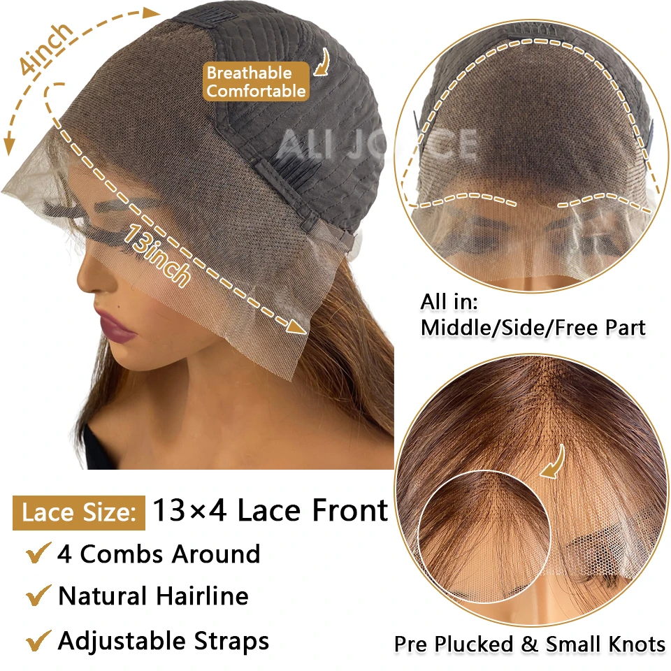 Выделите прямые 13X4 парики фронта шнурка парик из натуральных волос прозрачное