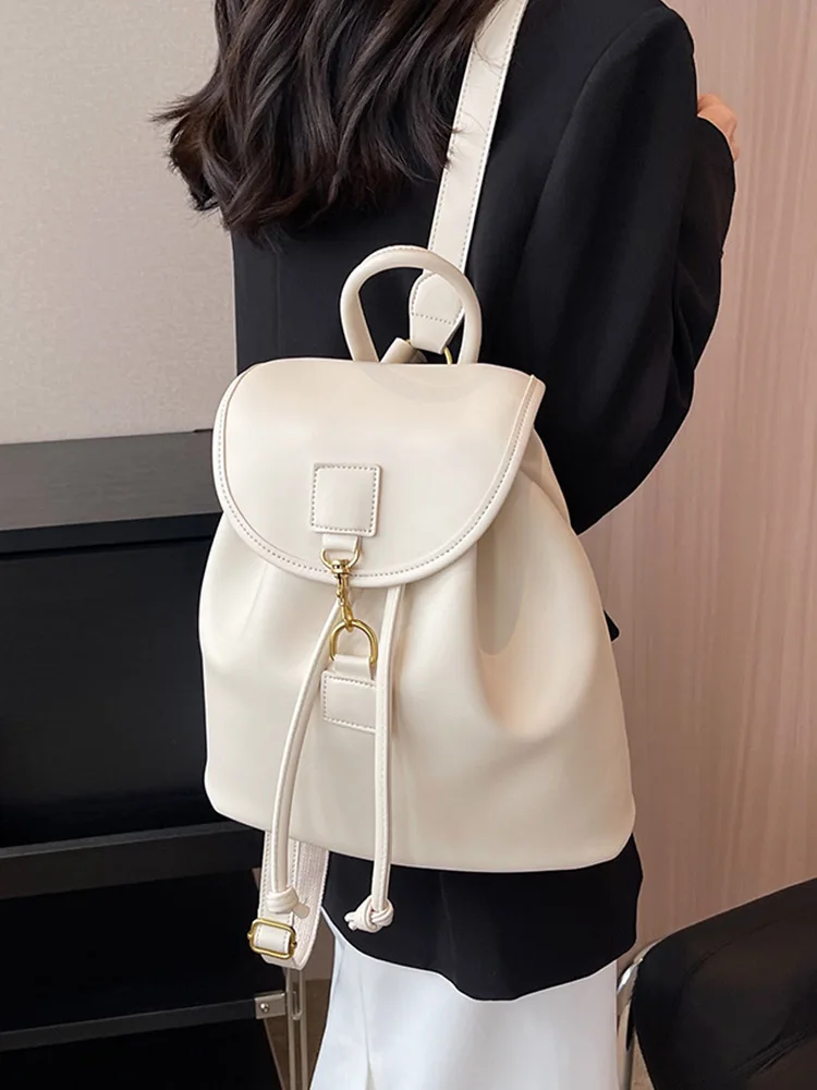 

Однотонный рюкзак из искусственной кожи для женщин, модная вместительная сумка на плечо в Корейском стиле, текстурированная дамская сумочка высокого качества