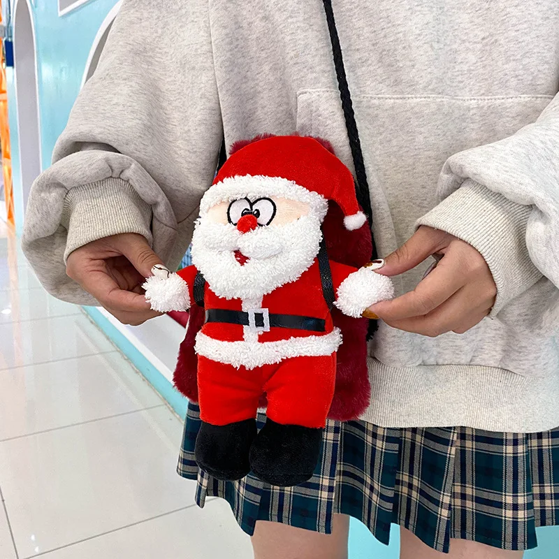 Christmas Children's Shoulder Bags Plush Elk Reindeer Messenger Bag Gift Fashion Girls Portable Kid Accessories Handbag Purse