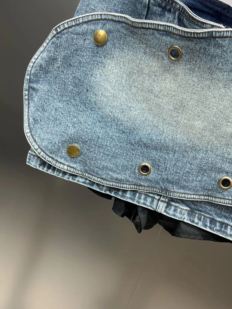 Женская джинсовая мини-юбка DEAT Демисезонная юбка со скошенными краями и