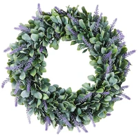 front door wreath 18 inch artificial lavender wreaths christmas wedding decor winter spring summer fall boxwood outdoor