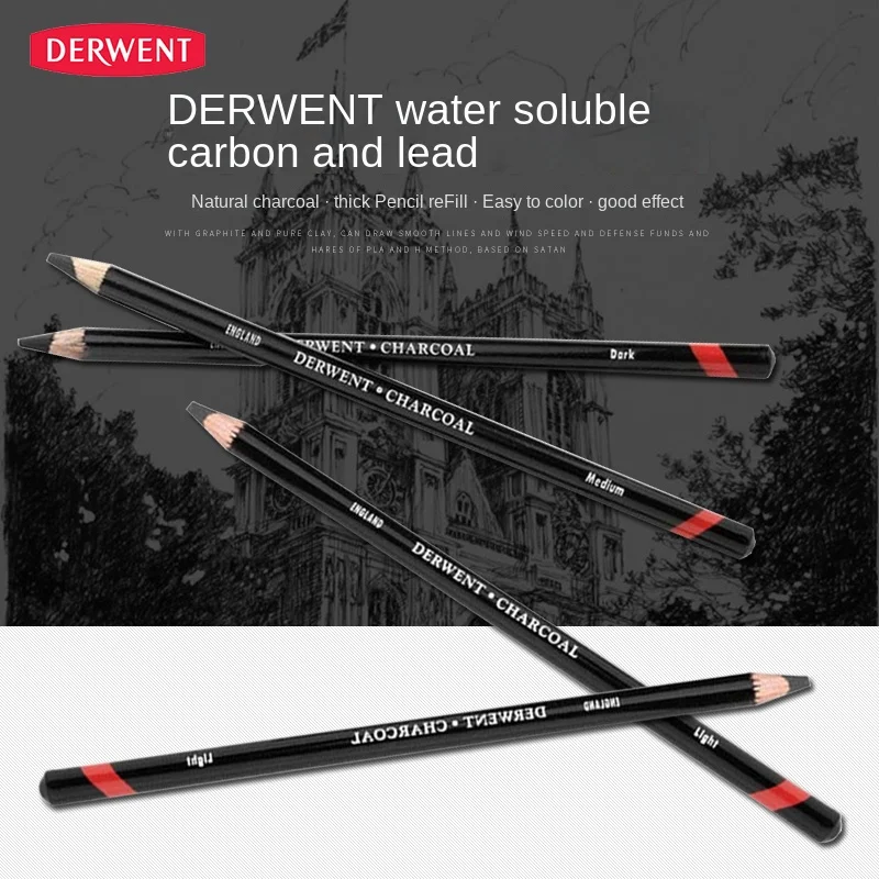 UK DERWENT  Water-soluble  Charcoal Crayon Drawing Pencil St