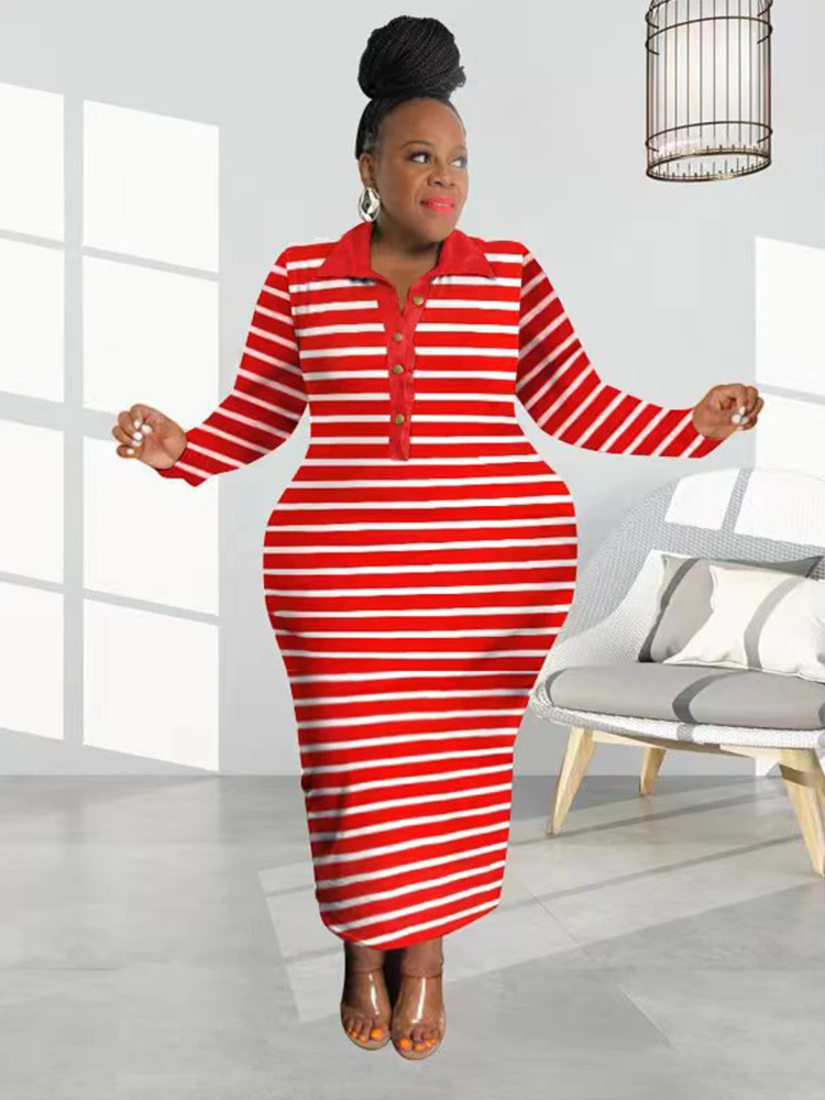 

Женское платье в полоску, с длинным рукавом, воротником с лацканами и пуговицами