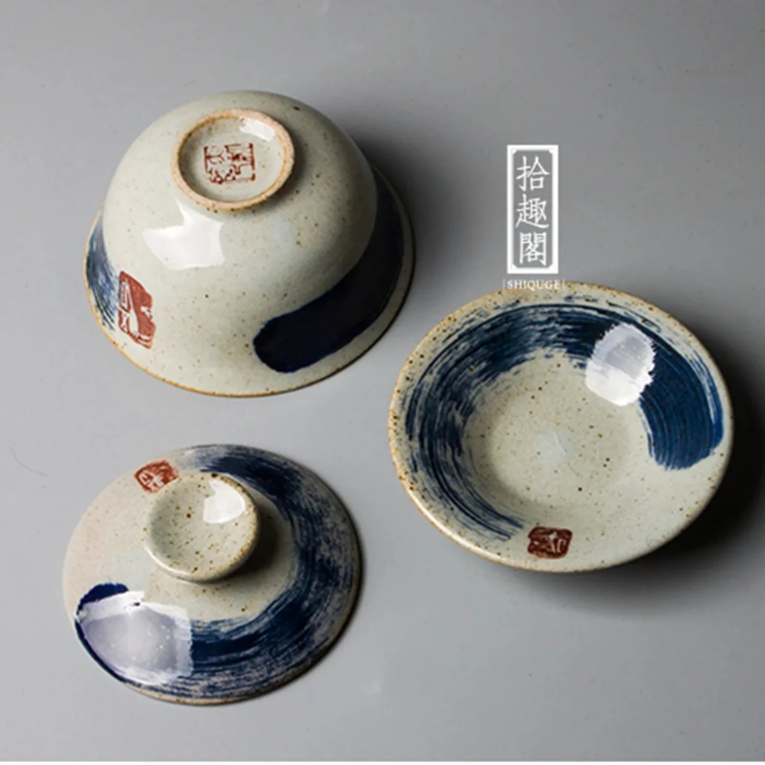 Zen Ручная роспись Gaiwan Чайная керамика Wasten с крышкой посуда Кунг-фу церемония