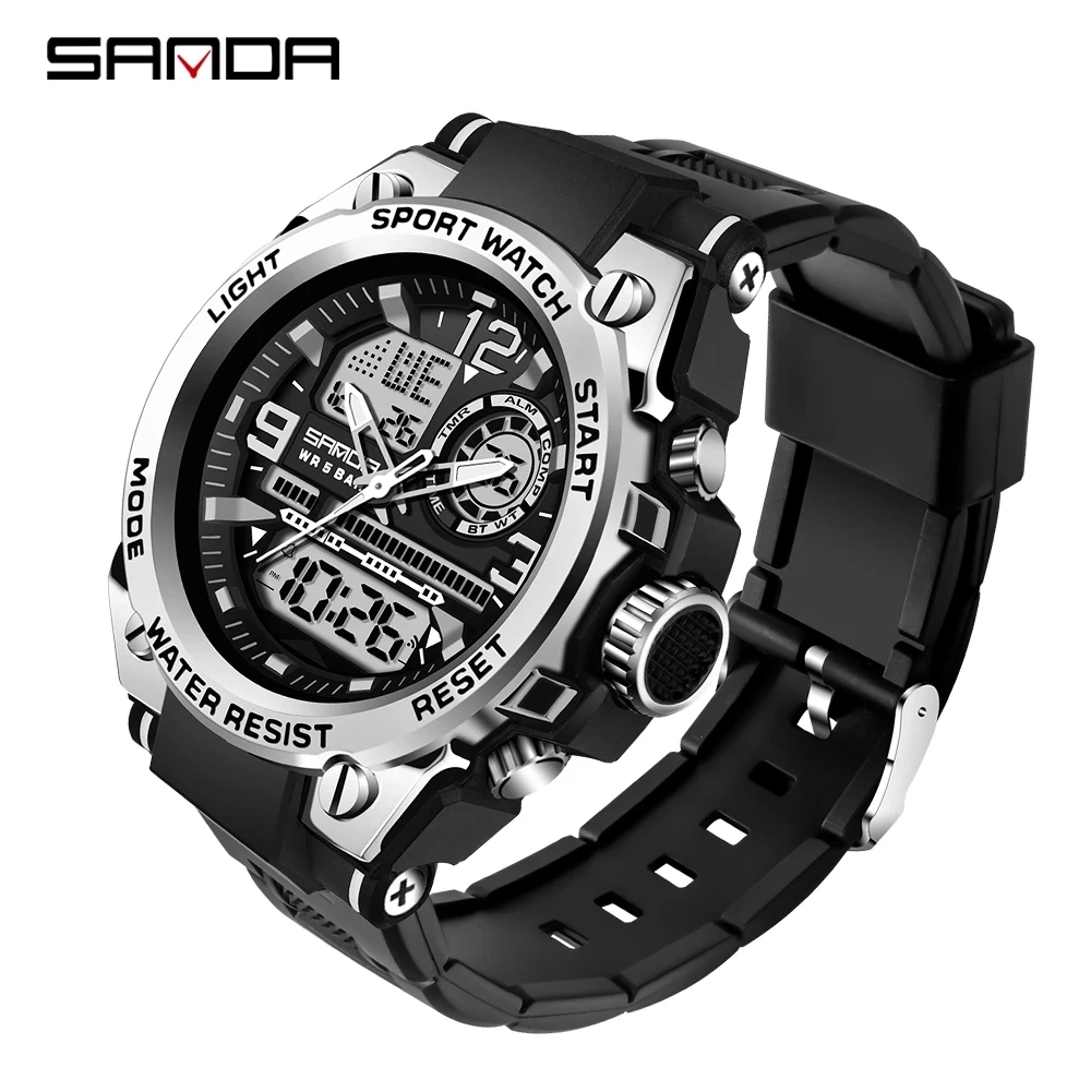 

2023 Top Brand Men's Watches 5ATM Waterproof Sport Military Wristwatch Quartz Watch for Men Clock Relogio Masculino SANDA 6024