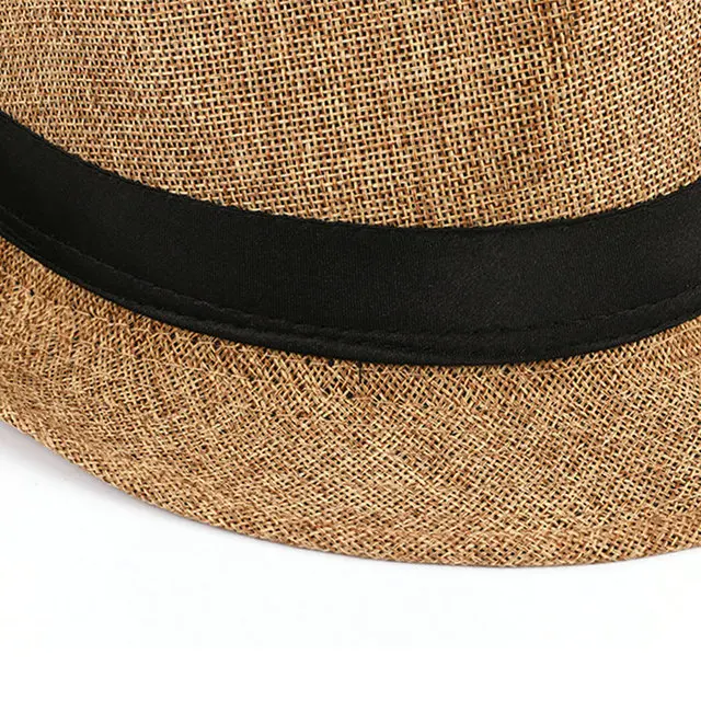 Men's Fedora Jazz Cotton and Linen Pure Hat Dad Hat Imitation Linen Sun Visor Sun Hat White Hat Wedding Fedora Hat images - 6