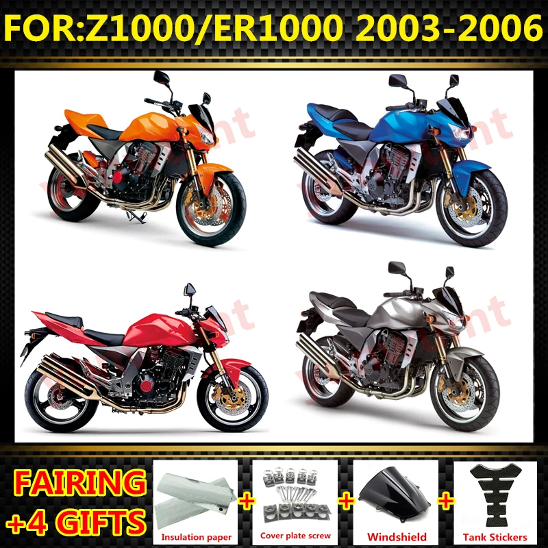 

Новый комплект обтекателей для мотоцикла ABS, подходит для Z1000 Z ER ZR 1000 ZR1000 ER1000 2003 2004 2005, детали для кузова