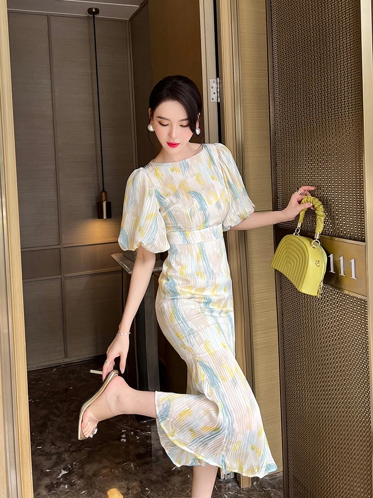 Платье с пышными рукавами термочувствительное мягкое летнее 2024