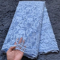 5yards latest 2022 high quality african nigerian tulle lace fabric with sequins embroidery sewing guipure net cloth prom dresses
