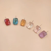 2022 new fashion women simple geometric colorful rectangle crystal drop earrings women party colorful rectangle zircon earring