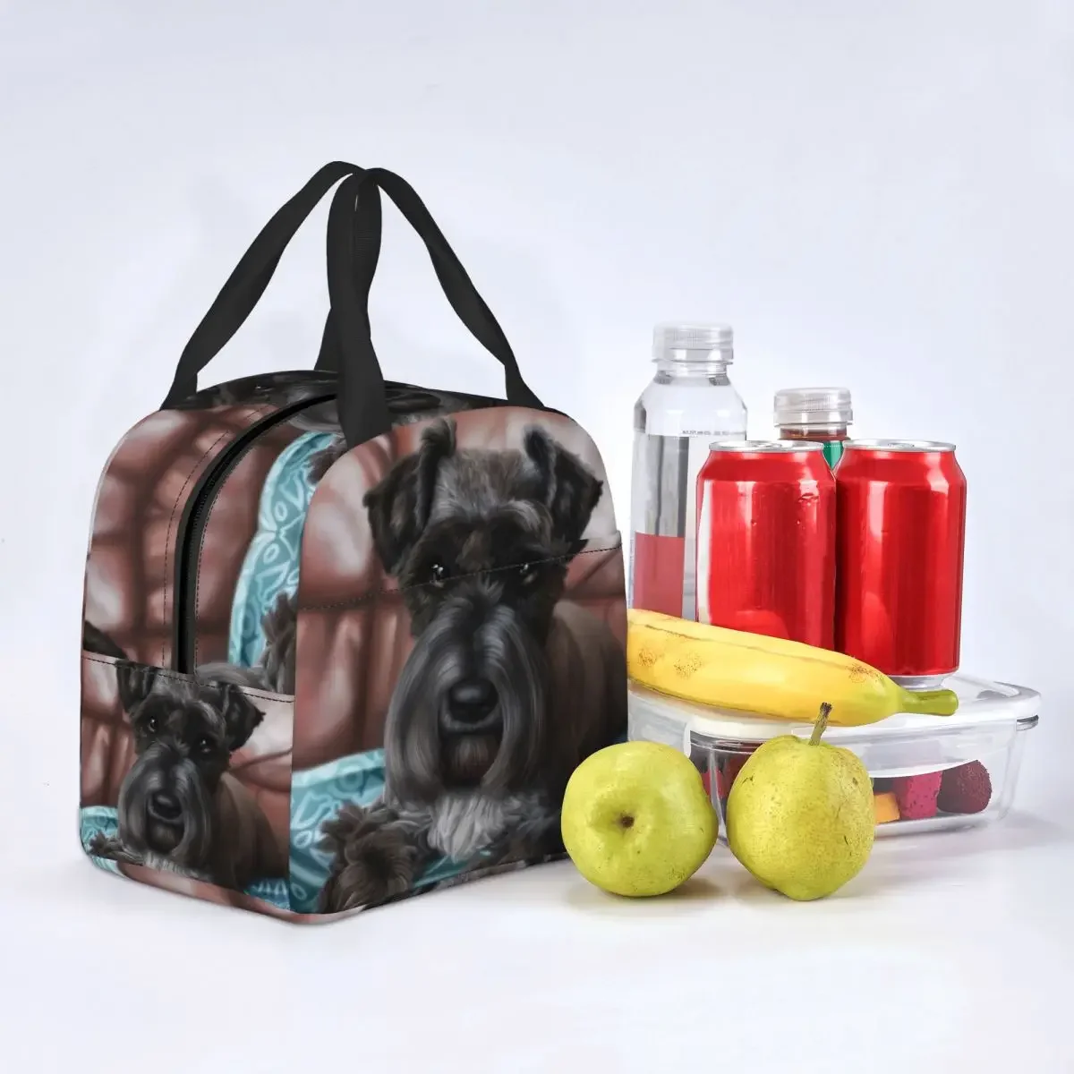 Милые Изолированные сумки для ланча с собакой шнауцера женщин переносной