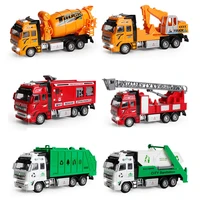construction vehicle fire truck sanitation truck excavator model toy with music light car model for kids boys and girls