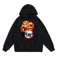 japanese anime demon slayer harajuku hoodies men 100cotton rengoku kyoujurou graphic hoodie pullover oversized y2k sweatshirts