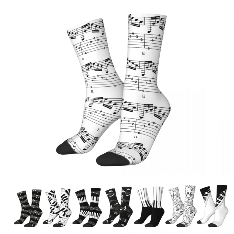 

Funny Happy Men'S Socks Music Notes Retro Harajuku Street Style Novelty Casual Crew Crazy Sock Gift Pattern Printed