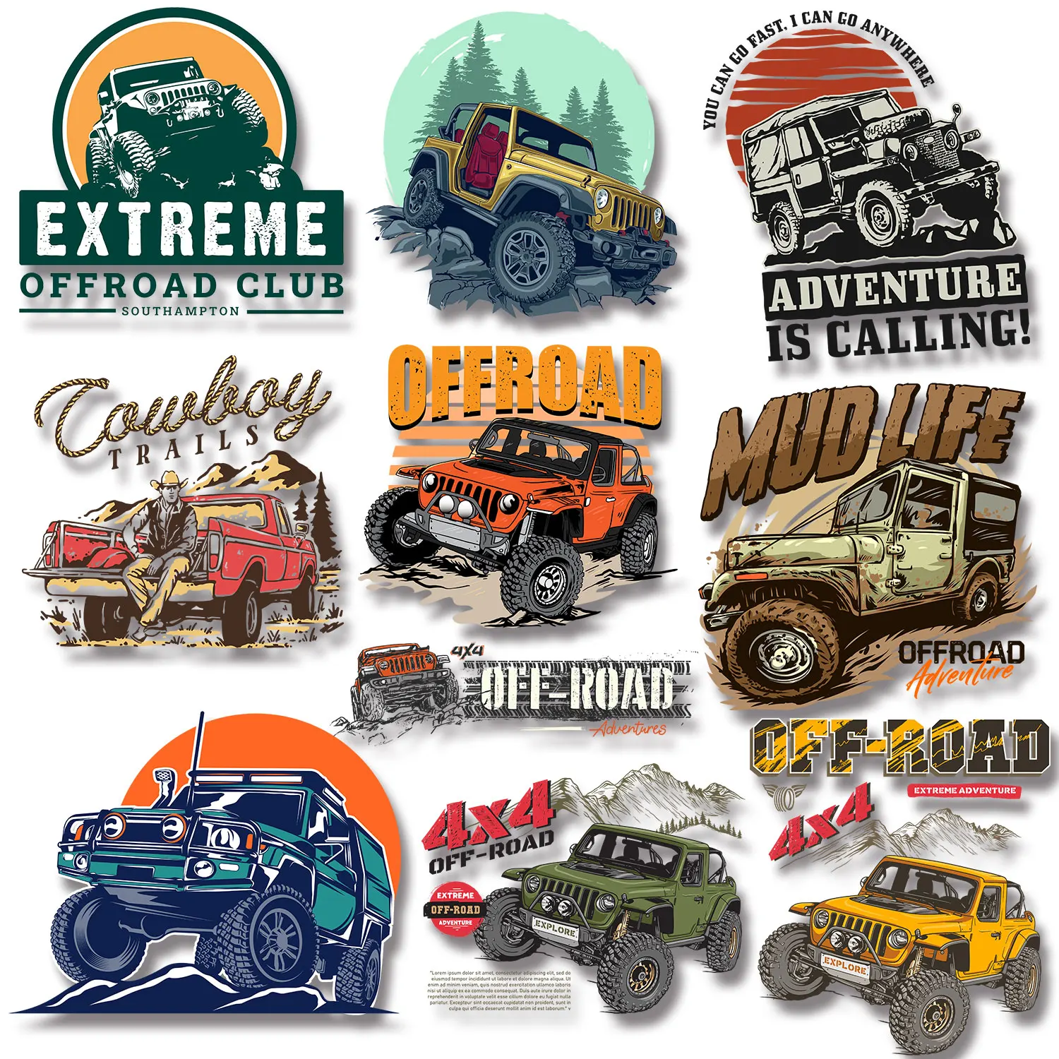 Приключения для внедорожника, клуба, ковбойские тропы, грязевая жизнь, термоклейкие переводы для одежды, легко использовать, моющееся украшение «сделай сам»