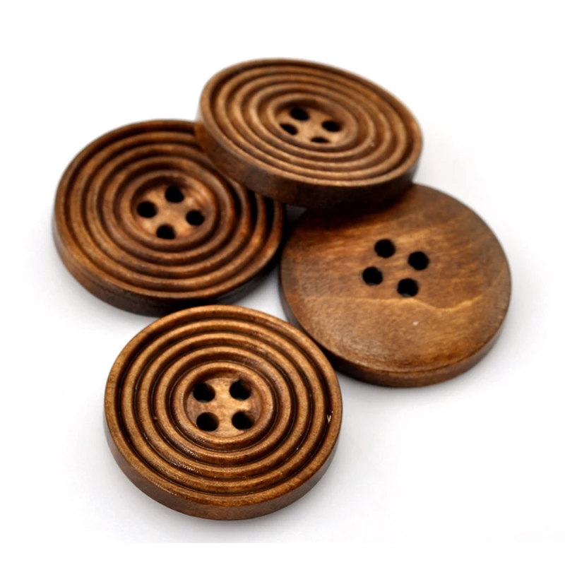 50 PCS DIY Wooden Buttons Sewing Accessories Child Clothing Needlework Shirts Decorative Buttons Handmade Crafts Kids Apparel