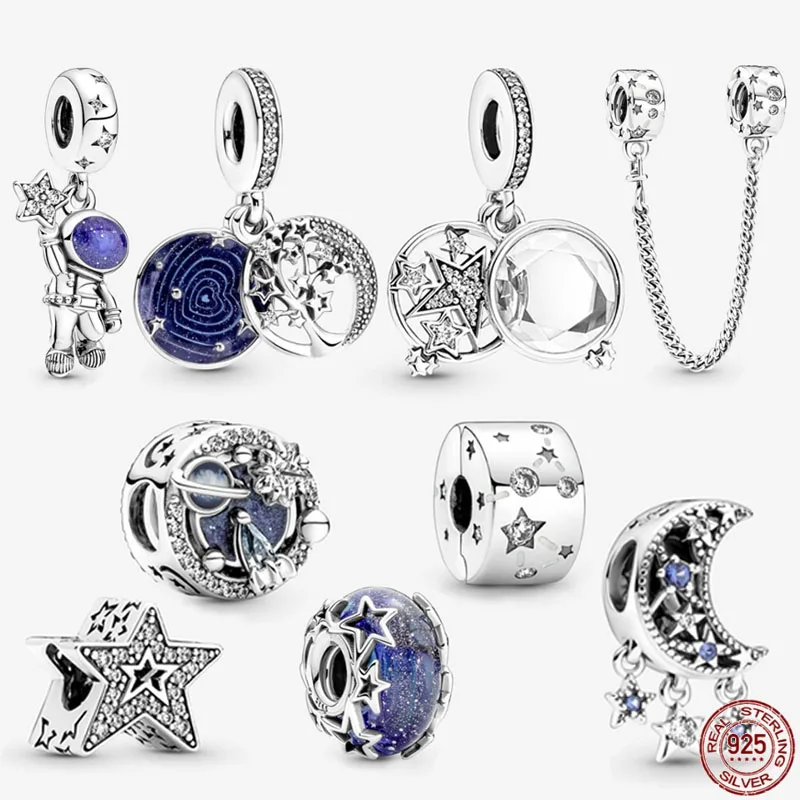 

Brand new Galaxy series 925 sterling silver astronaut moon charm beads suitable fit original Pandora bracelet exquisite jewelry