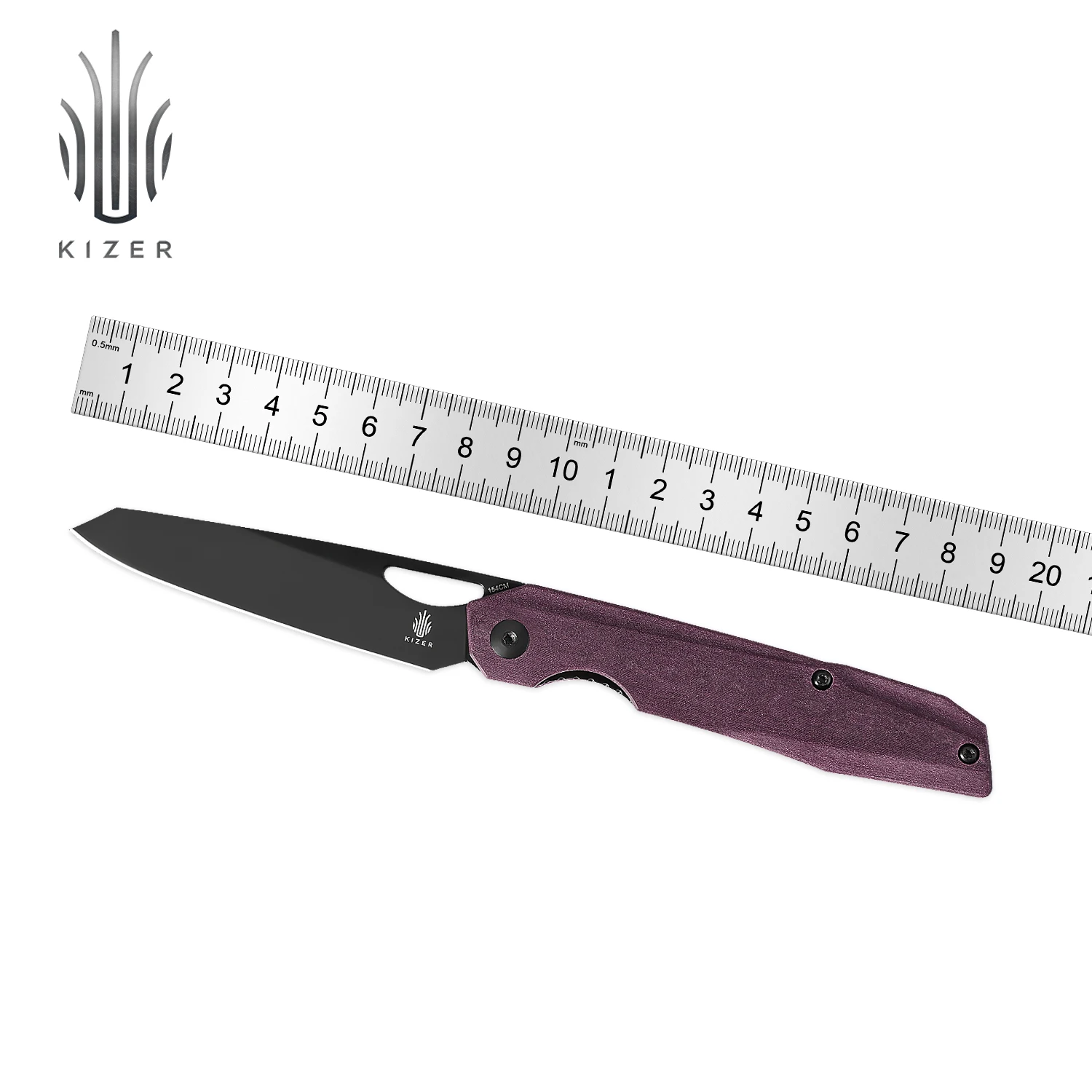 Kizer Pocket Knife Genie V4545C2 2022 New Red Richlite Handle with 154CM Steel Black Blade Tactical Knife for Hunting Tools