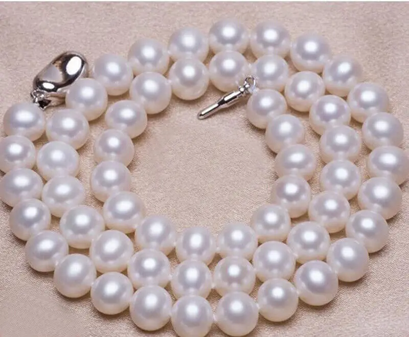 

18" 22" 24" 36" 9.5-10mm 100% Natural White Pearl Akoya Cultured pearl necklace AAA +