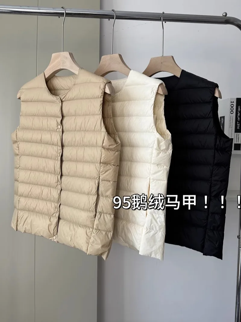 Amazing Quali! Easy to Wear Non-Diamond Velvet Way of Dressing Stacked Inner wear 95 White Goose Down down Vest