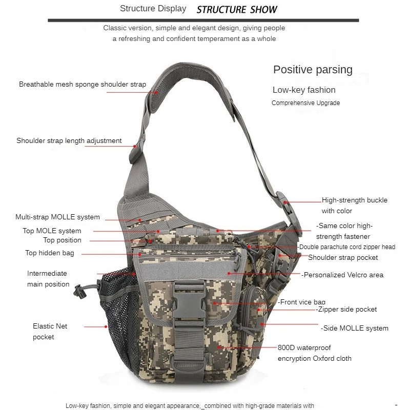 Camouflage Cycling Tactical Chest Bag Mens Fanny Pack Crossbody Running Bum Bag Camping Hiking Running Bum Pouch Waist Bag