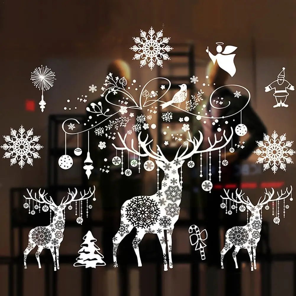 

Christmas Snowflake Electrostatic Wall Sticker Glass Merry Home Christmas Decoration New Wallpaper Decals Year Stic X3g6