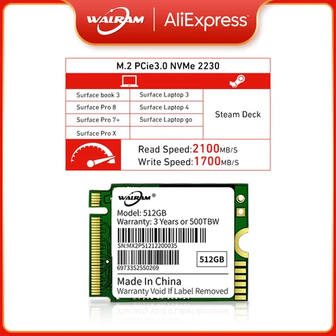 WALRAM m2 nmve ssd 2230 1 ТБ 512 ГБ M.2 SSD 2230 NVMe PCIe Gen 3x4 SSD для Microsoft Surface ProX Surface Laptop 3 Steam Deck